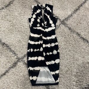 Privy Black and White Patterned Midi Dress
